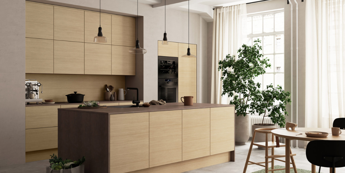 Unik kjøkken-oppsett eik