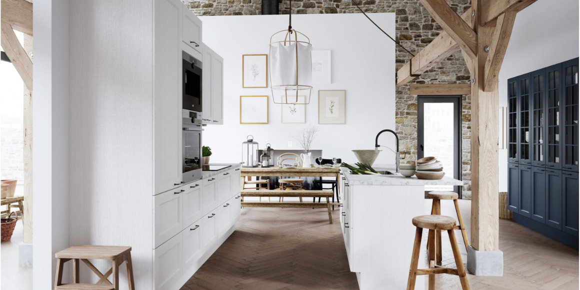 Herskapelig hvitt kjøkken Aubo Skagerak