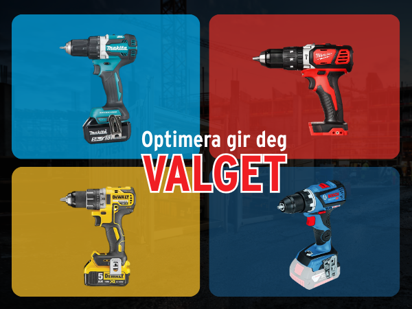Velg din favoritt: Makita, Milwaukee, Bosch eller DeWALT. Vi kårer en vinner som får “sitt valg” – rett i verktøykassa! Velg din favoritt: Makita, Milwaukee, Bosch eller DeWALT. Vi kårer en vinner som får “sitt valg” – rett i verktøykassa!