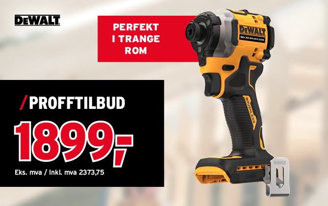Kompakt slagtrekker med børsteløs motor fra DeWalt med motoreffekt opptil 205 Nm