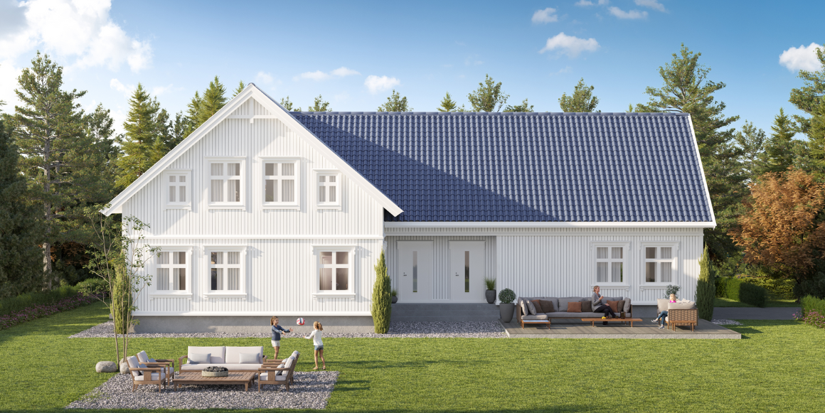 bolig med hvit ferdigmalt kledning fra Møre Royal og Ultipro