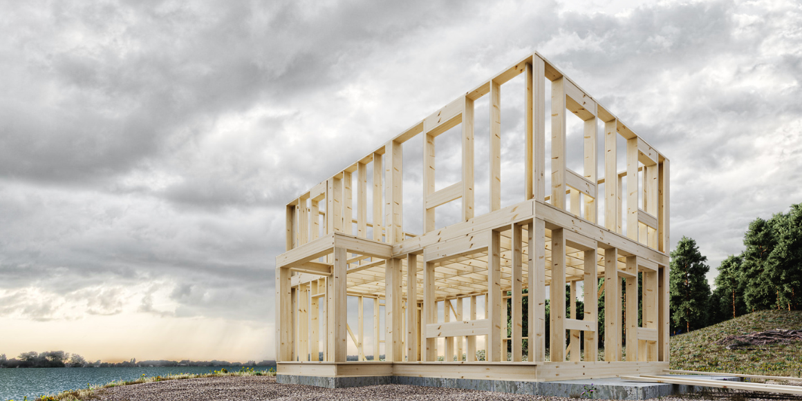 Trekonstruksjon bestående av ultipro stenderverk.