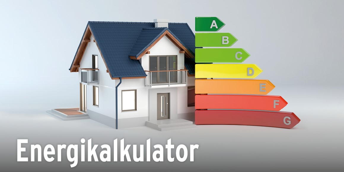 Illustrasjonsbilde som viser intensjonen med Energiportalen. Det er en energikalkulator som gir kunden et estimat på forbedring og effekt av ulike energitiltak. 