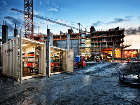 Arbeidstelt, container eller mannskapsbrakke