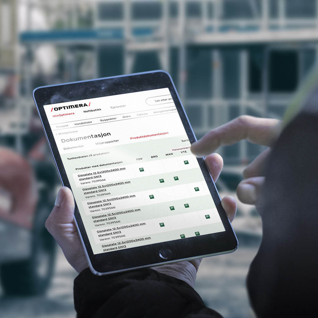 med dokumentasjon for BREEAM, TEK og bærekraftskrav – digital oversikt levert av Optimera